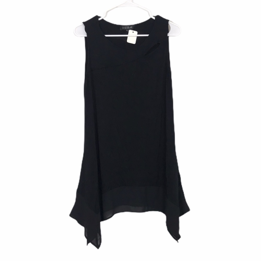 August Silk black Sleeveless sheer bottom dress